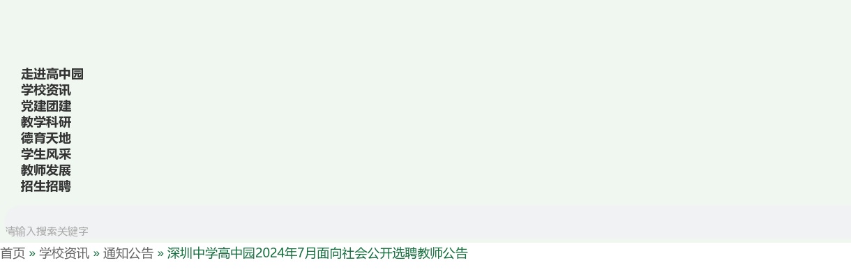 2024年7月广东深圳中学高中园选聘教师25人公告（编制） 图片
